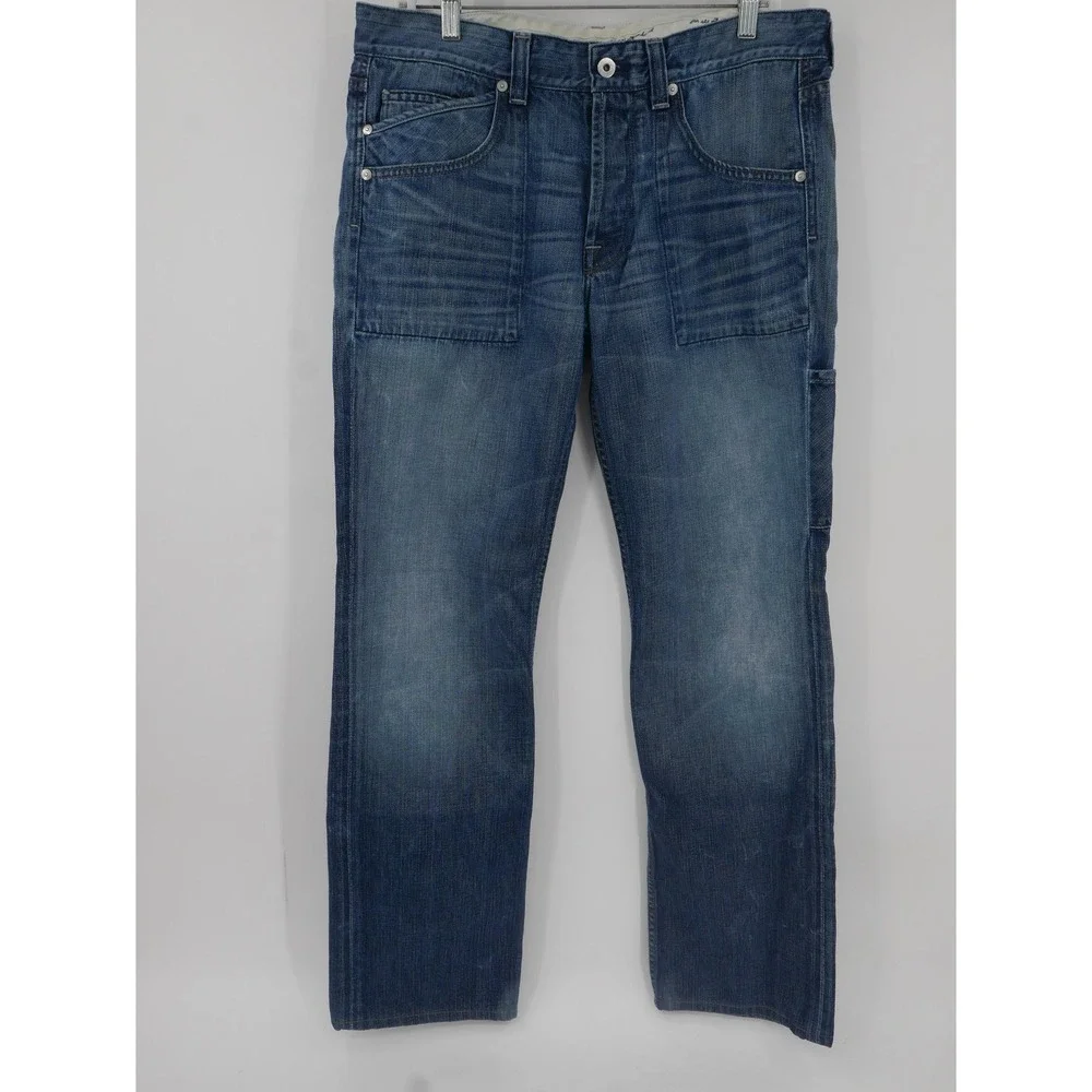 7 For All Mankind Jeans Blue Utility Button Fly Limited Edition 777 Men's 34x33